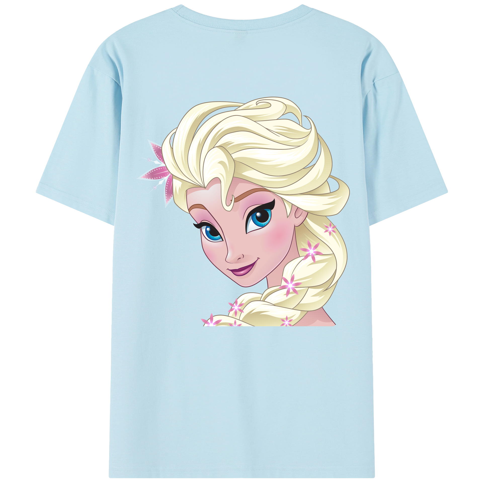 （画像用） アナと雪の女王 アンナ エルサ Frozen Anna Elsa 綿100％半袖Tシャツ（背面プリント）